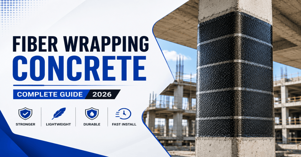 Fiber wrapping concrete column for structural strengthening